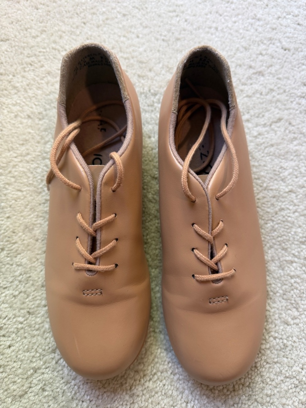 Capezio Kids Tan Leather Lace-Up Jazz Shoes
